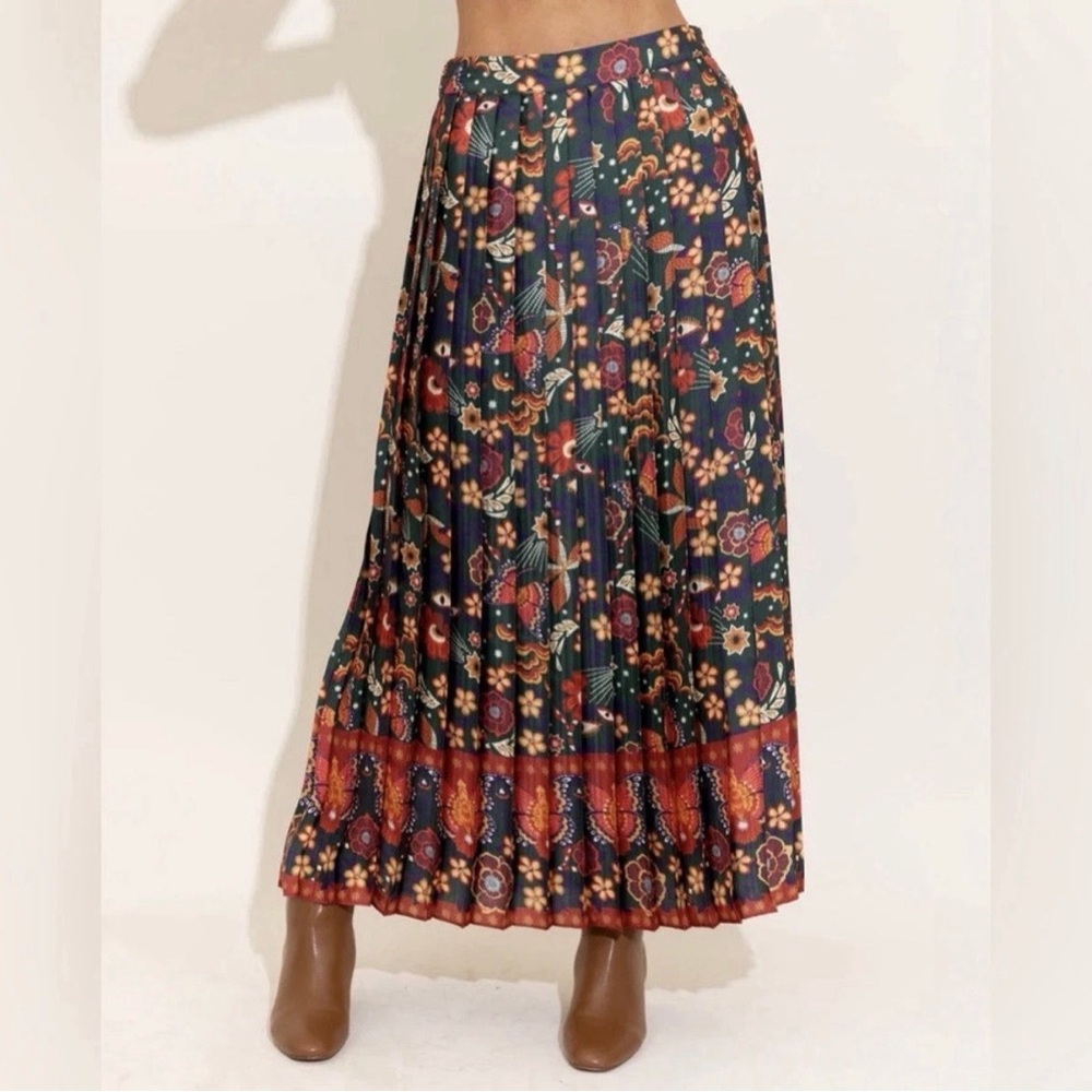 NWT Alden Adair X Jared Hughes Maxi Pleated Floral Skirt - M - Picture 2 of 5